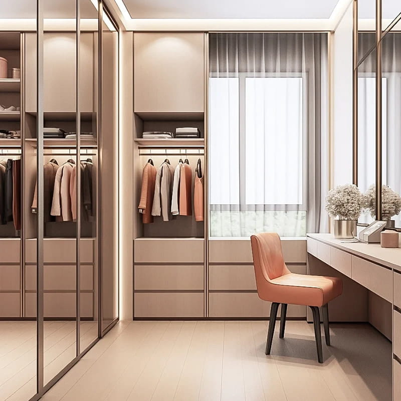 Versailles minimalistická dotyková matná šatní skříň s osvětlením